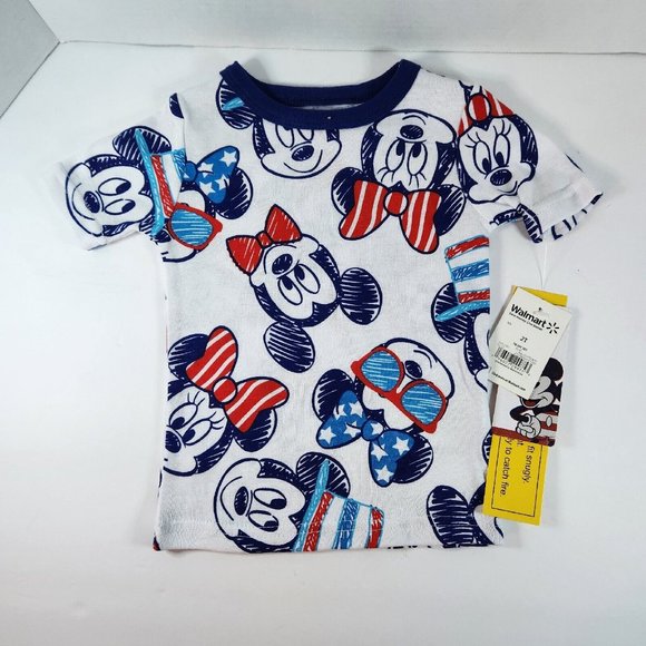Disney Mickey & Minnie Mouse Toddler Pajamas set 2 pc 2T patriotic 12 mo baby - Picture 4 of 12